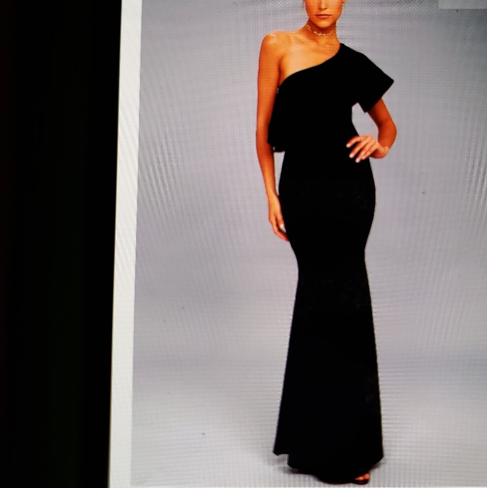 One shoulder maxi dress in Black